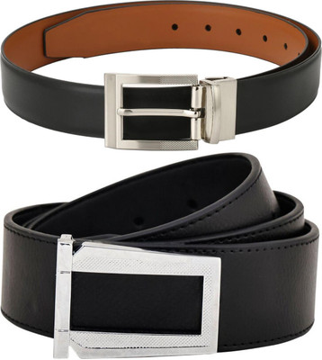 Pacific Gold Men Formal Tan, Black Artificial Leather Belt