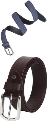 Jungler Men Evening, Party, Formal, Casual Blue, Brown Genuine Leather Belt