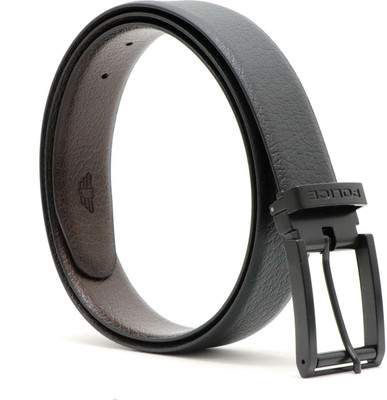 Police Men Casual Black, Brown Genuine Leather Reversible Belt