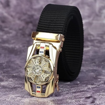 LAER Men & Women Evening, Casual, Formal, Party Black, Gold Genuine Leather Reversible Belt