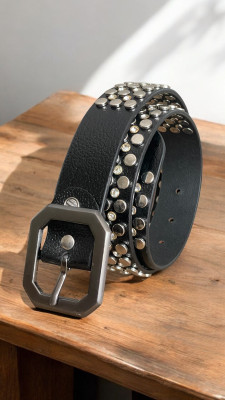 ROYAL CKIN Men Casual, Evening, Party Black Genuine Leather Belt