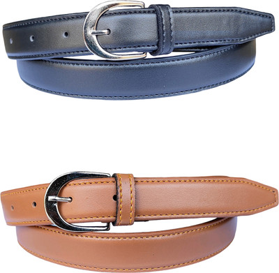 Delight Belts Girls Black, Tan Artificial Leather Belt