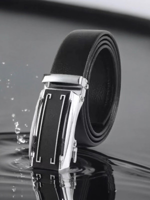 ShopGlobal Men Casual Black Artificial Leather, Texas Leatherite Belt