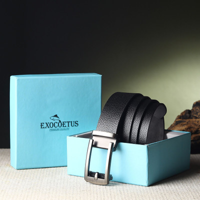 EXOCOETUS Men Formal, Casual, Evening, Party Black Genuine Leather Reversible Belt