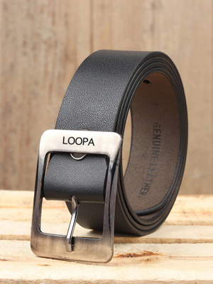 LOOPA Men Formal, Casual, Evening, Party Black Genuine Leather Belt