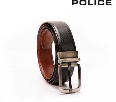 Police Men Black, Brown Genuine Leather Reversible Belt