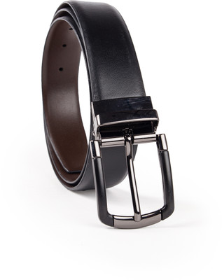 Elegavie Men Formal Black Genuine Leather Reversible Belt