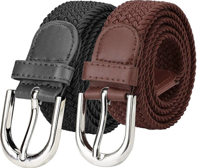 Fattahkaiser Men & Women Casual, Formal, Evening, Party Brown, Black Canvas Belt