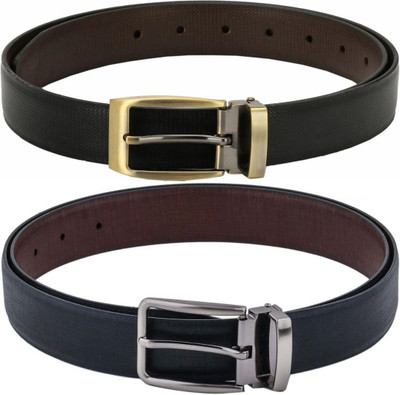 Pacific Gold Men Formal Brown, Black Artificial Leather Belt