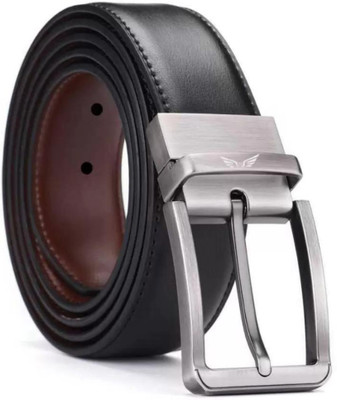 LUXURY LEATHER Men Formal, Casual, Evening Black, Brown Artificial Leather, Metal Reversible Belt