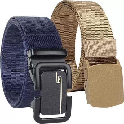 Icongadget Men Casual, Formal, Evening, Party Beige, Blue Nylon Belt