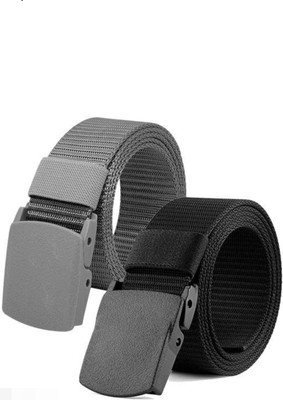 BELTLY Men & Women Casual Black, Grey Canvas Reversible Belt