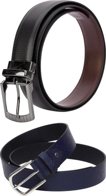 Jungler Men Evening, Party, Formal, Casual Black, Blue Genuine Leather Belt