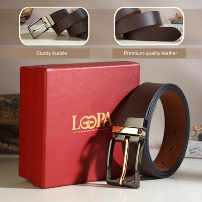 LOOPA Men Formal Brown Genuine Leather Belt