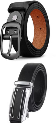 ShopGlobal Men Casual, Formal, Evening, Party Black, Black Artificial Leather Belt