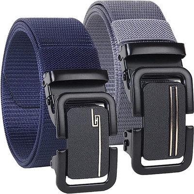 LAER Men & Women Casual Blue, Grey Nylon Belt