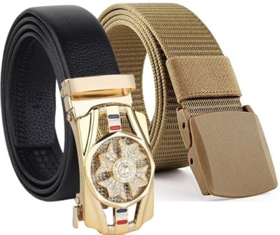 Daller Boys & Girls Casual, Evening, Formal, Party Black, Gold Nylon, Genuine Leather Belt