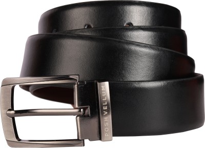 POSH VELLUM Men Casual Black Genuine Leather Reversible Belt