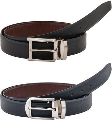 Pacific Gold Men Formal Black, Black, Blue Artificial Leather Belt
