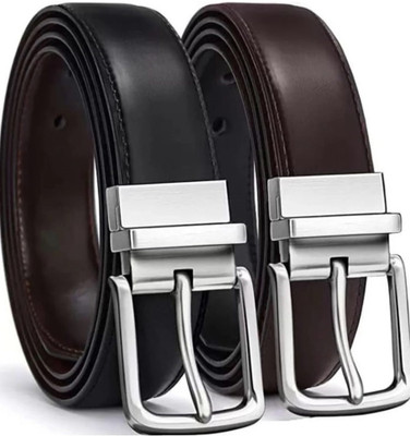 kiaaz Men Casual Brown, Black Artificial Leather Reversible Belt