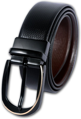 Leather Patta Men Formal Black Genuine Leather Reversible Belt