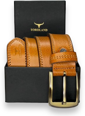 TOROLAND Men Casual Tan Genuine Leather Belt