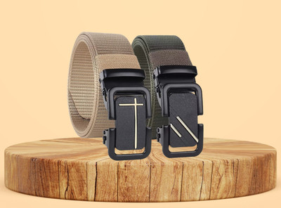 Micron Men Casual Green Nylon Belt