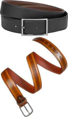 Jungler Men Evening, Party, Formal, Casual Brown, Black Genuine Leather Belt