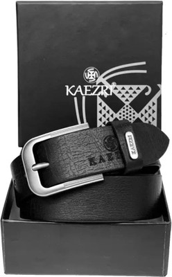 KAEZR Men Black Genuine Leather Belt