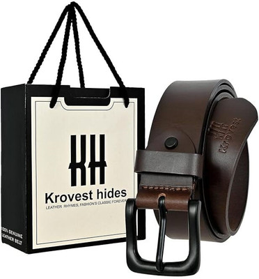Krovest Hides Men Formal Brown Genuine Leather Belt
