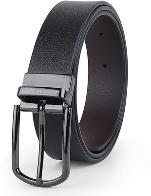 Micron Men Casual, Evening, Formal, Party Black Genuine Leather Reversible Belt