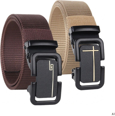 BPRIDE Men Casual, Evening, Formal, Party Brown, Beige Nylon Belt
