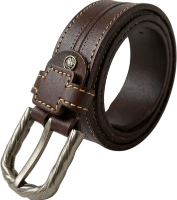 bushues Men Casual Brown Genuine Leather Belt