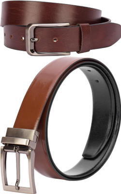 Jungler Men Evening, Party, Formal, Casual Brown, Brown, Black Genuine Leather Belt