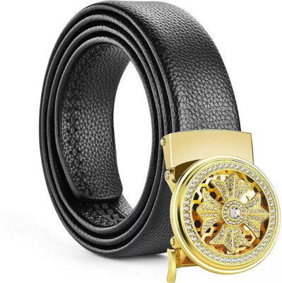 Icongadget Men Casual, Party, Evening, Formal Gold, Black Texas Leatherite, Synthetic, Metal Belt