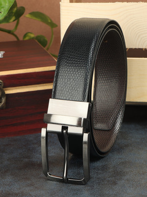PROVOGUE Men Casual, Formal Black Texas Leatherite Reversible Belt