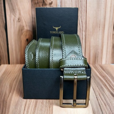 TOROLAND Men Casual, Evening, Party Green Genuine Leather Belt