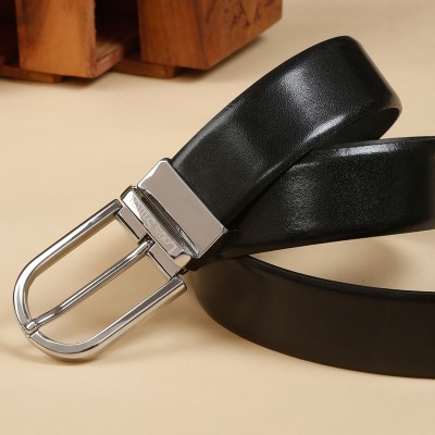 LOUIS STITCH Men Formal Black, Grey Genuine Leather Reversible Belt