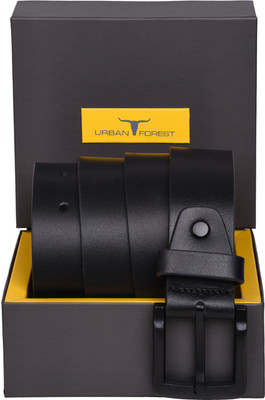 URBAN FOREST Men Casual Black Genuine Leather Belt