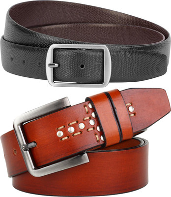 Jungler Men Evening, Party, Formal, Casual Brown, Black, Brown Genuine Leather Belt