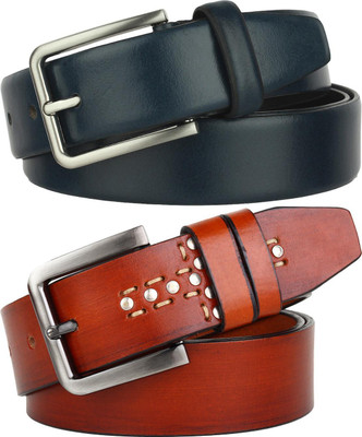 Jungler Men Evening, Party, Formal, Casual Blue, Brown Genuine Leather Belt