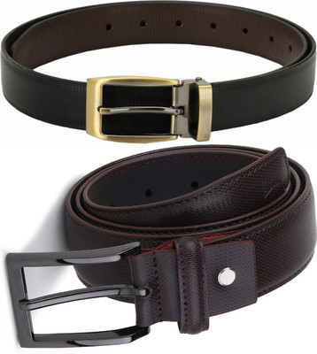 Pacific Gold Men Formal Black, Brown Artificial Leather Belt