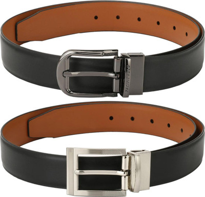 Pacific Gold Men Formal Tan, Black Artificial Leather Belt