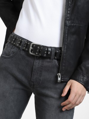 JACK & JONES Men Casual Black Genuine Leather Belt