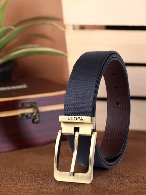 LOOPA Men Formal Black Genuine Leather Belt