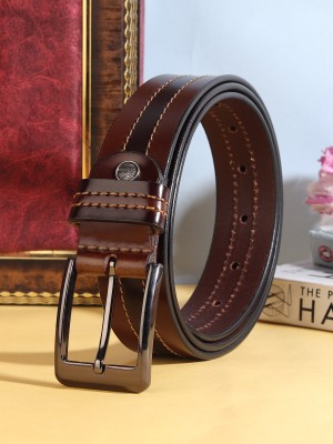 HENEDA Men Formal Brown Genuine Leather Belt