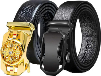 METRONAUT Men & Women Casual Black, Gold Artificial Leather Belt