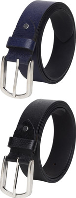 Jungler Men Evening, Party, Formal, Casual Blue, Black Genuine Leather Belt
