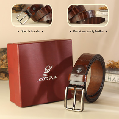 LOOPA Men Formal Brown Genuine Leather Belt