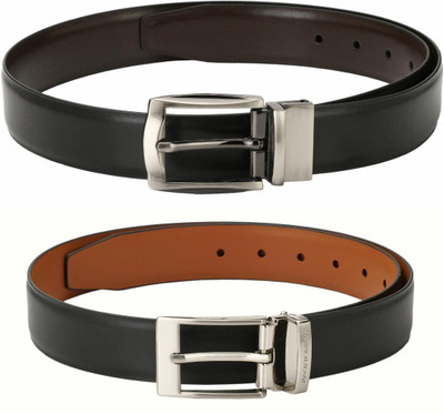 Pacific Gold Men Formal Brown, Black Artificial Leather Belt
